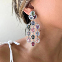 Diana M. Jewels 18K White Gold Sapphire & Diamond Chandelier Earrings CSE242