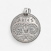 Konstantino Zodiac Aries Sterling Silver & 18K Yellow Gold Diamond Carved Pendant MEKJ628-109 - THE SOLIST