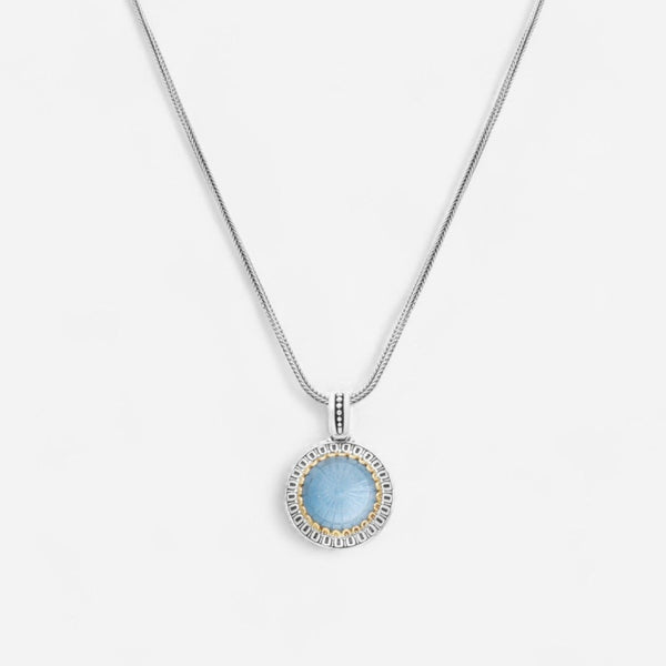 Konstantino Dome Sterling Silver & 18k Yellow Gold Blue Spinel & Mother of Pearl Pendant MEKJ732-628