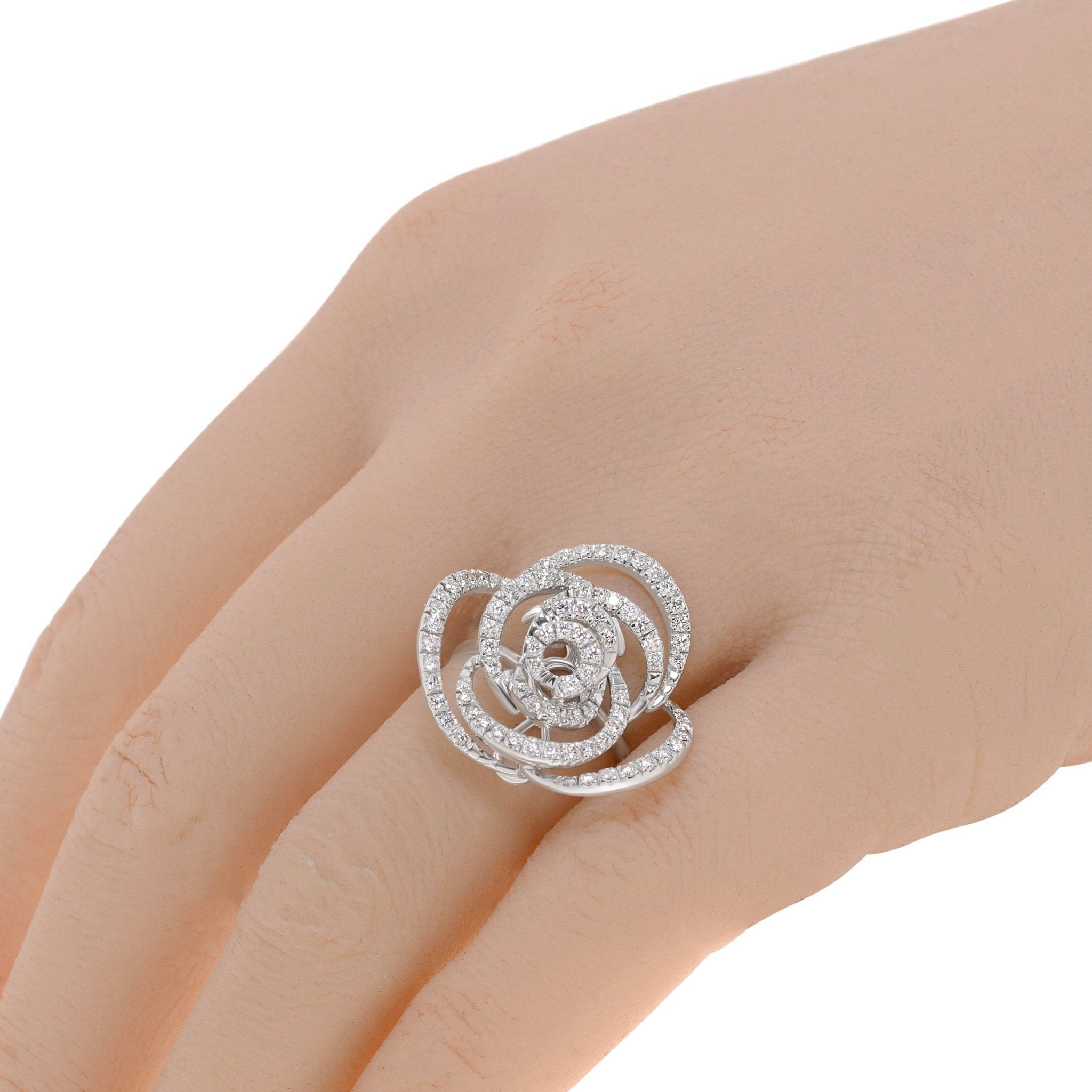 Damiani 18K White Gold and Diamond 0.82ct. tw. Flower Statement Ring Sz. 5 20068824 - THE SOLIST - Damiani