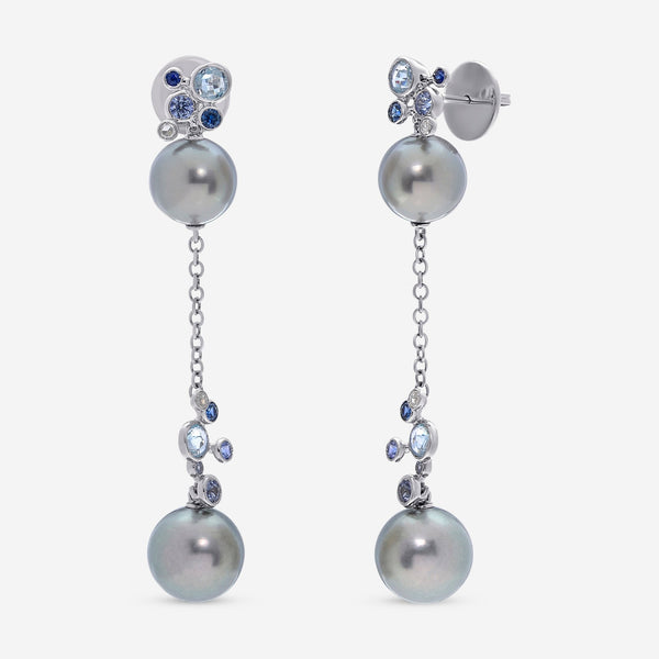 Damiani 18K White Gold, Tahitian Pearl, Sapphire and Diamond Drop Earrings 20055234 - THE SOLIST - Damiani