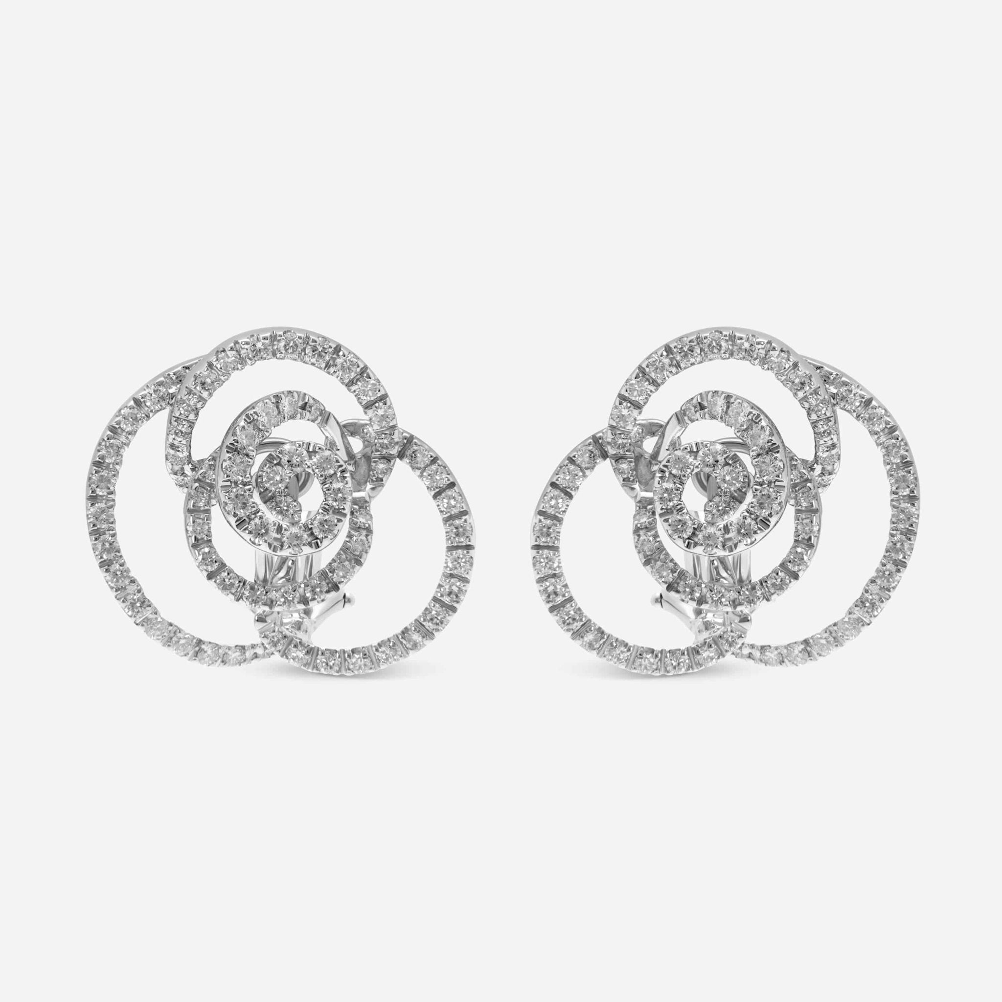 Damiani Bocciolo 18K White Gold, Diamond 2.04ct. tw. French Clip Earrings 20020638 - THE SOLIST - Damiani