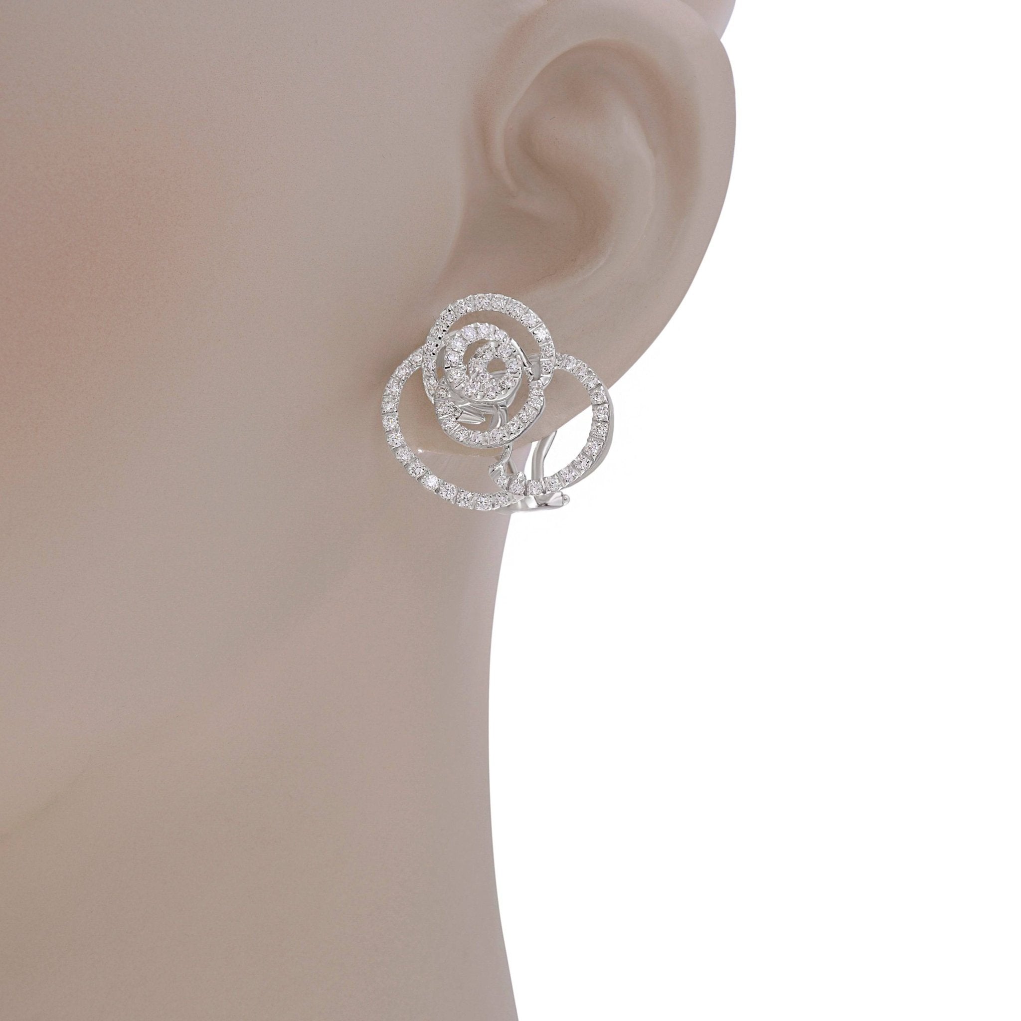 Damiani Bocciolo 18K White Gold, Diamond 2.04ct. tw. French Clip Earrings 20020638 - THE SOLIST - Damiani