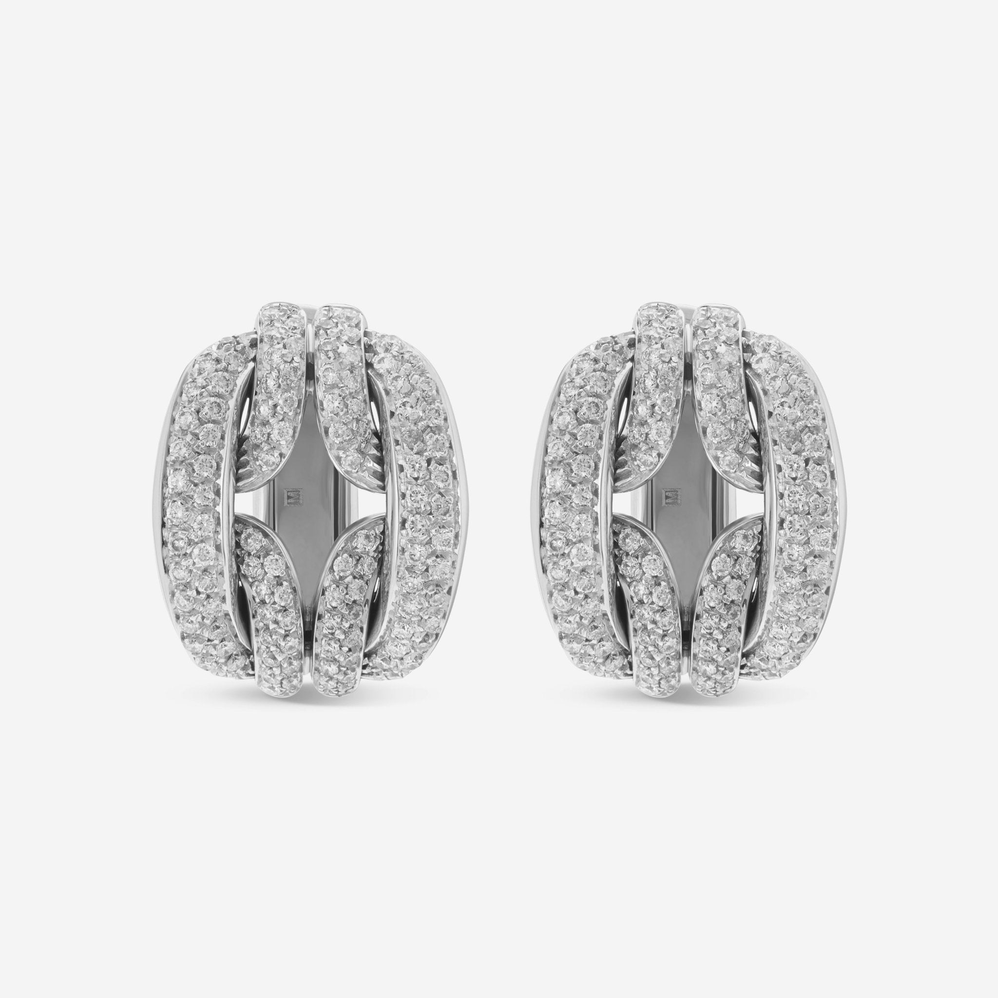 Damiani D Lace 18K White Gold, Diamond 1.17ct. tw. Huggie Earrings 20057232 - THE SOLIST - Damiani