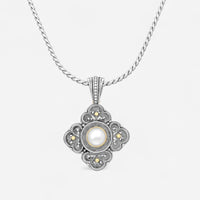 Konstantino Sterling Silver & 18K Yellow Gold Pearl Cross Pendant STKJ28-122 - THE SOLIST