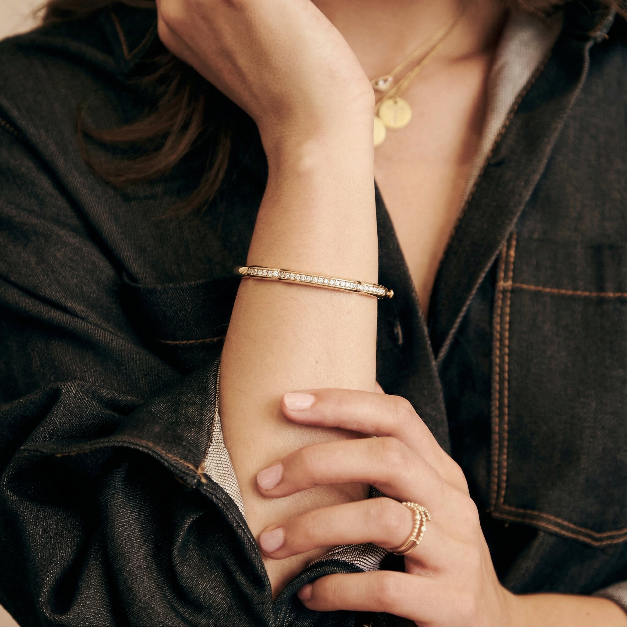 Roberto Coin Cialoma 18K Rose Gold Diamond Cloud Bangle Bracelet 7773574AXBAX