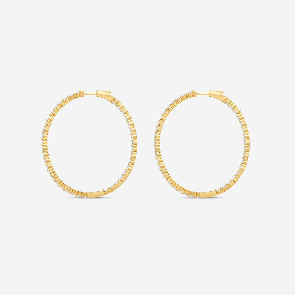 Ina Mar 14K Yellow Gold Diamond Shared Prong Oval Hoop Earrings E1182D-FY-400F - THE SOLIST