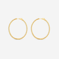 Ina Mar 14K Yellow Gold Diamond Shared Prong Oval Hoop Earrings E1182D-FY-400F - THE SOLIST