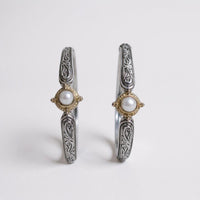 Konstantino Sterling Silver & 18K Yellow Gold Pearl Hoop Earrings SKMK2931-122 - THE SOLIST