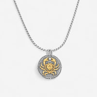 Konstantino Zodiac Cancer Sterling Silver & 18K Yellow Gold Diamond Carved Pendant MEKJ623-109 - THE SOLIST