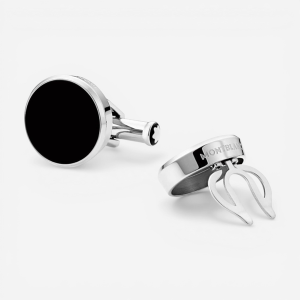 Montblanc 114784 Round Black Onyx Cufflinks MSRP $490 - THE SOLIST