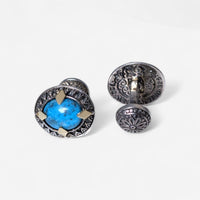 Konstantino Sterling Silver & 18K Yellow Gold Turquoise Cufflinks MAKJ92-130-137