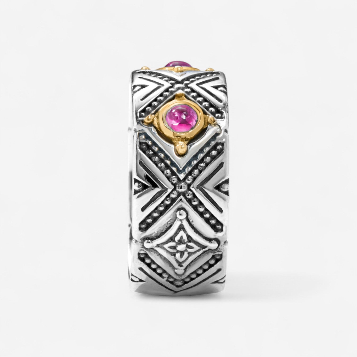 Konstantino Dome Sterling Silver & 18K Yellow Gold Corundum Ring Sz. 6 DKJ974-538-S6