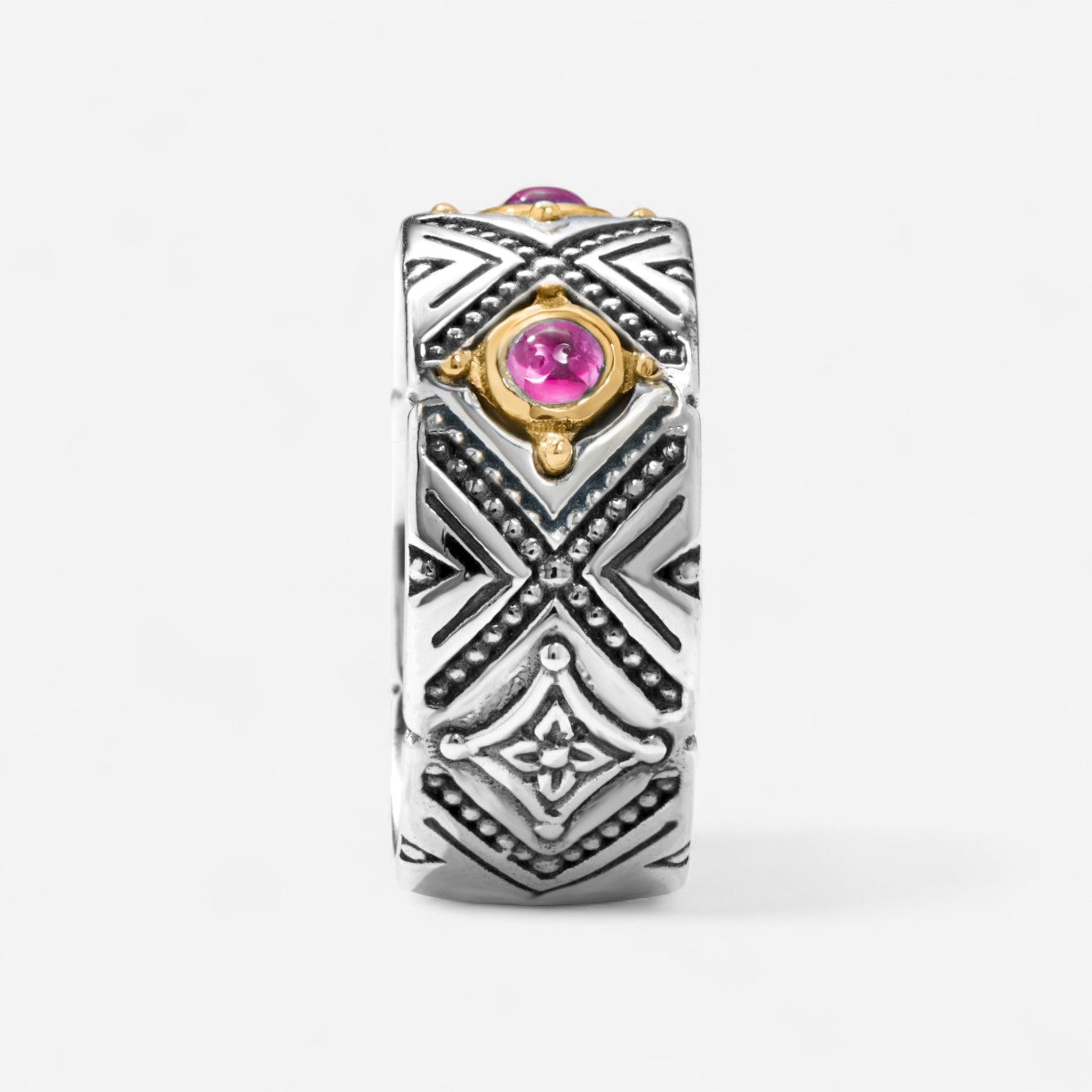 Konstantino Dome Sterling Silver & 18K Yellow Gold Corundum Band Ring Sz. 8 DKJ974-538-S8