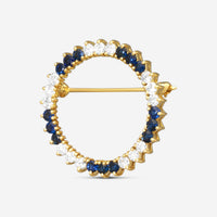 Suna 18K Yellow Gold Diamond & Sapphire Circle Pin P7139SY