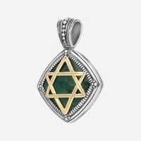 Konstantino Sterling Silver & 18K Yellow Gold Green Aventurine Star of David Pendant MEKJ670-130-448 - THE SOLIST
