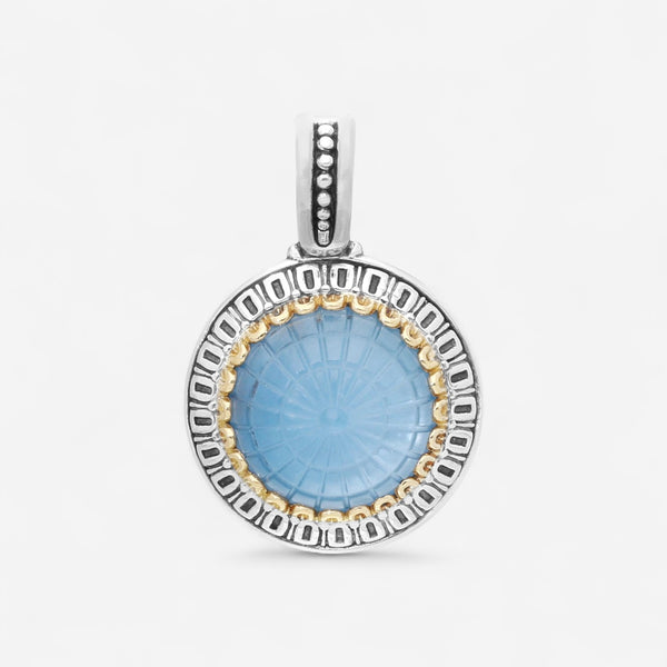 Konstantino Dome Sterling Silver & 18k Yellow Gold Blue Spinel & Mother of Pearl Pendant MEKJ732-628