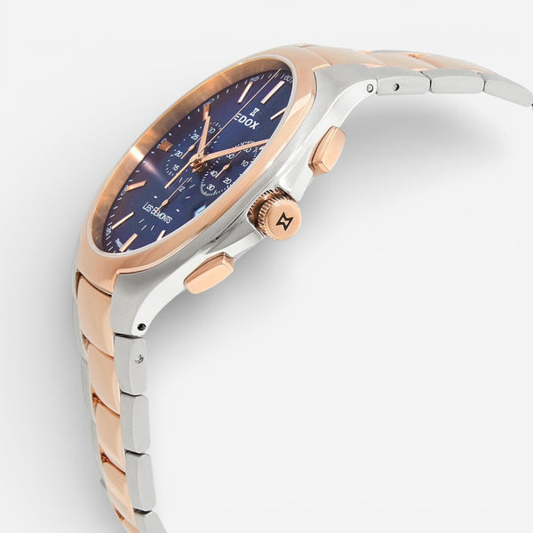 Edox Les Bémonts Chronograph Ultra Slim Two-Tone Stainless Steel Men's Watch 10239-357R-BUIR