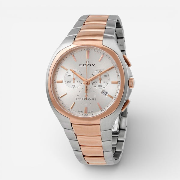Edox Les Bémonts Chronograph Ultra Slim Two-Tone Stainless Steel Men's Watch 10239-357R-AIR