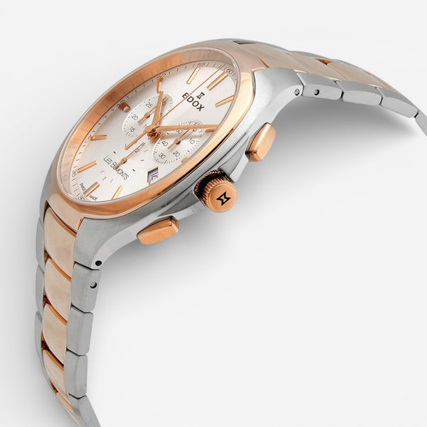 Edox Les Bémonts Chronograph Ultra Slim Two-Tone Stainless Steel Men's Watch 10239-357R-AIR