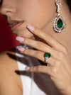Diana M. Jewels Platinum Emerald & Diamond Statement Ring EDR327