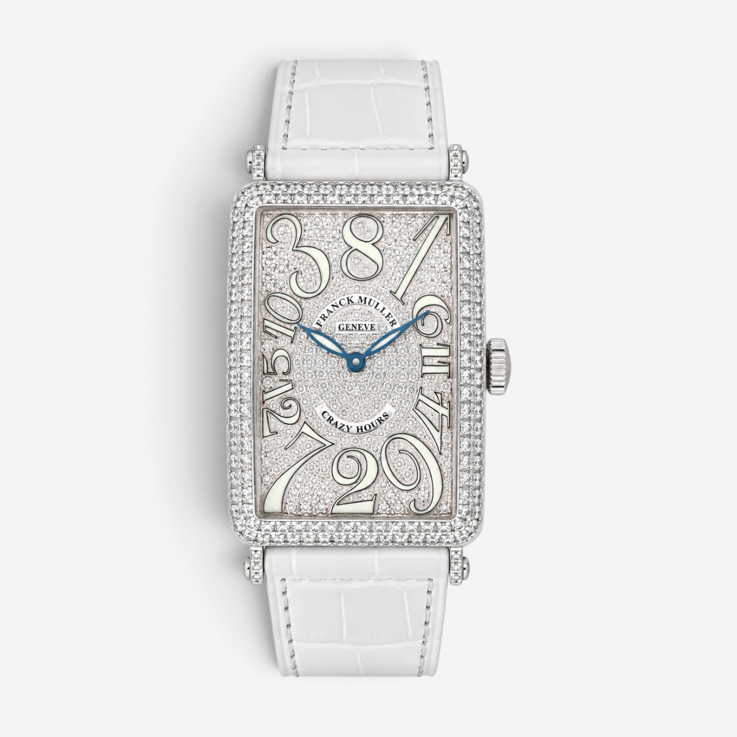 Franck Muller Long Island Crazy Hours 18K White Gold Diamond Automatic Unisex Watch 1200CHDCD