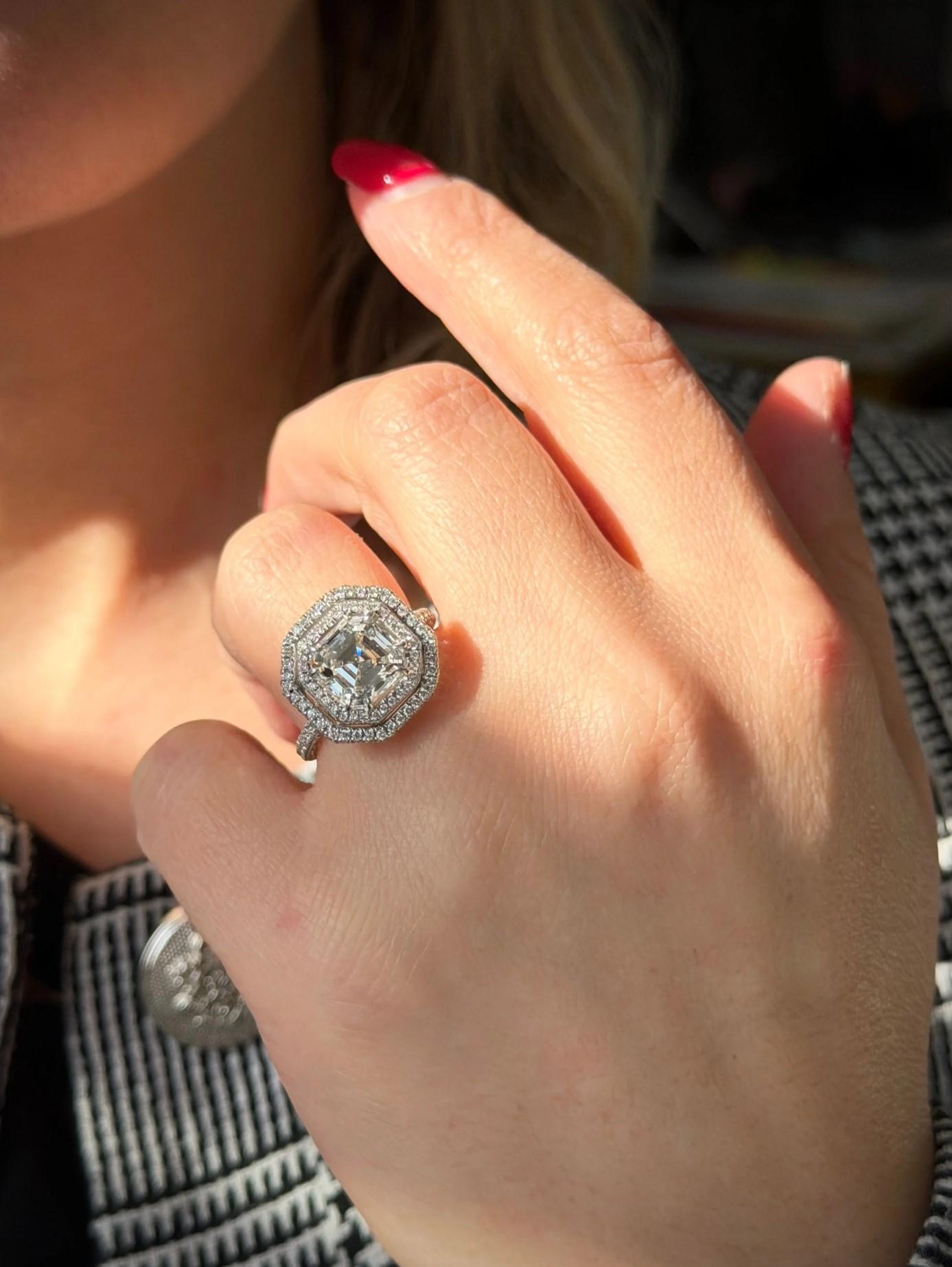 Diana M. Jewels Double Halo Platinum Diamond Engagement Ring Sz. 6 EM344