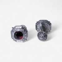 Konstantino Sterling Silver Garnet Octagonal Cufflinks MAMK89-112-CAB
