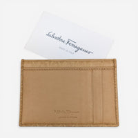Salvatore Ferragamo 669404 Gancini Golden Leather Card Holder MSRP $280 - THE SOLIST