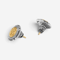 Konstantino Sterling Silver & 18K Yellow Gold Cross Stud Earrings SKKJ700-130 - THE SOLIST
