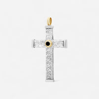 Konstantino 18K Yellow Gold & Sterling Silver Onyx Hammered Cross Pendant STKJ163-130-120