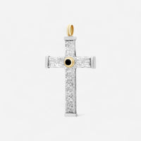 Konstantino 18K Yellow Gold & Sterling Silver Onyx Hammered Cross Pendant STKJ163-130-120 - THE SOLIST