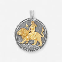 Konstantino Zodiac Leo Sterling Silver & 18K Yellow Gold Carved Pendant MEKJ627-130