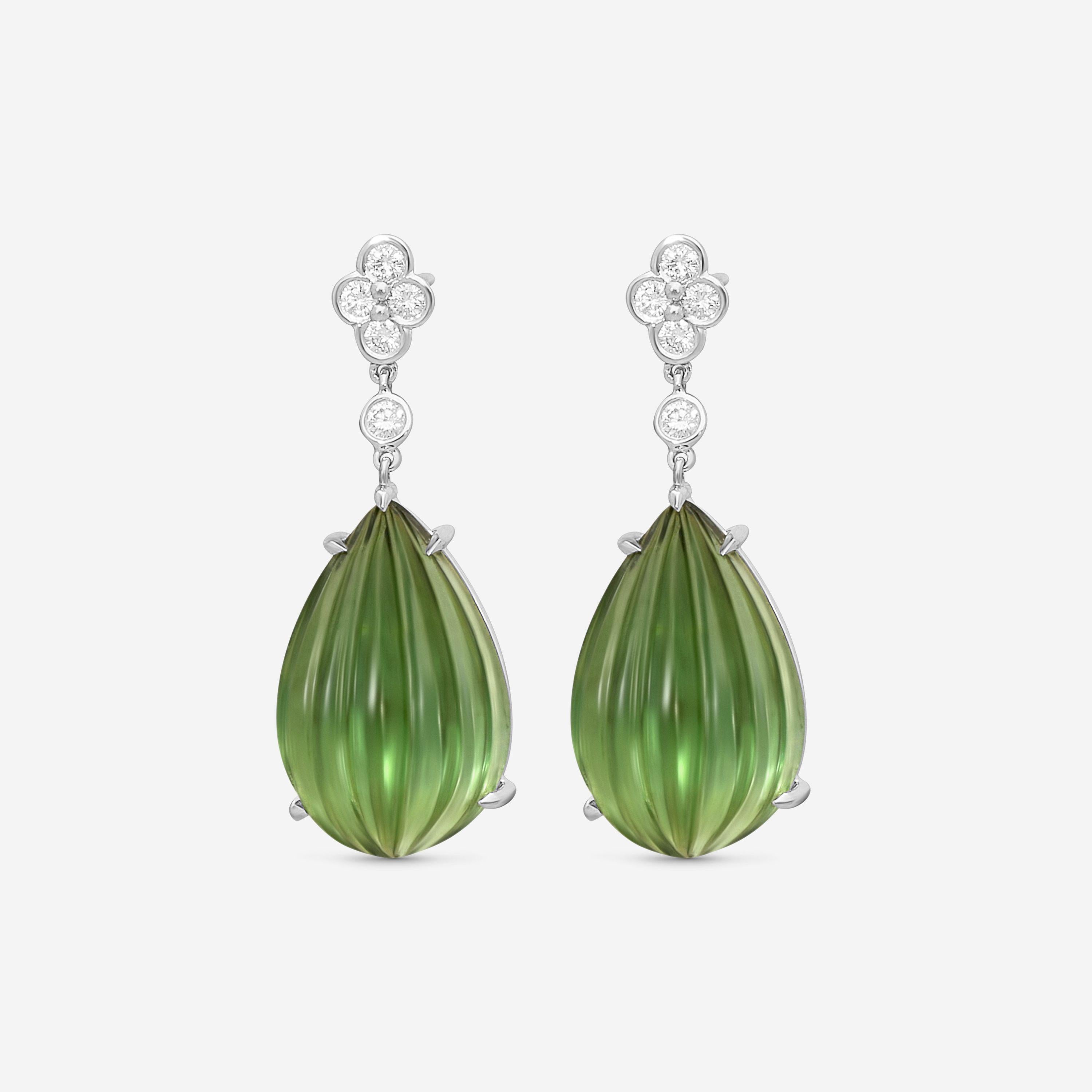Suna 18K White Gold Diamond & Green Tourmaline Drop Earrings E2412GTW