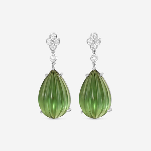 Suna 18K White Gold Diamond & Green Tourmaline Drop Earrings E2412GTW