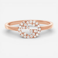 Gucci Interlocking G 18K Rose Gold Diamond Ring YBC7294120010 - THE SOLIST