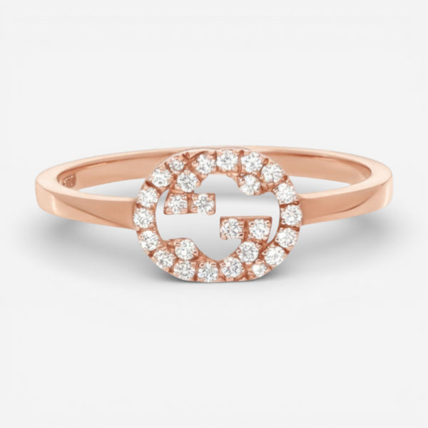 Gucci Interlocking G 18K Rose Gold Diamond Ring YBC7294120010 - THE SOLIST