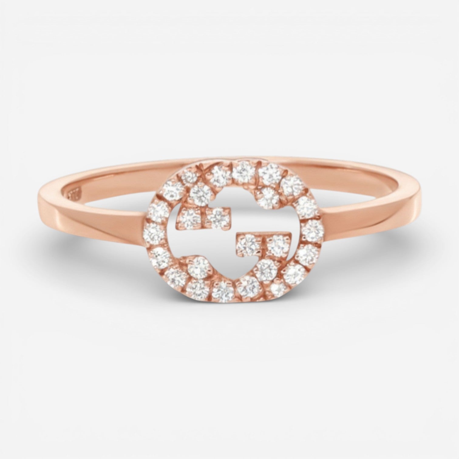 Interlocking G 18K Rose Gold Diamond Ring YBC7294120010