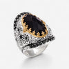 Konstantino Sibylla Sterling Silver & 18K Yellow Gold Spinel & Onyx Ring Sz. 7 DMK2012-314-CUT-S7