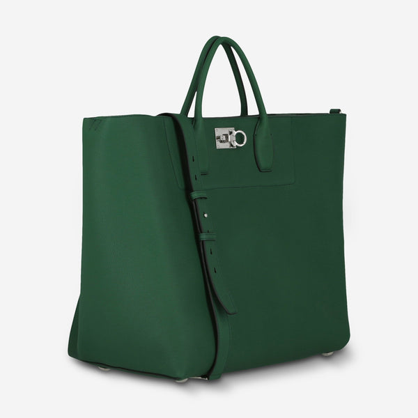 Ferragamo The Studio Large Green Leather Tote Bag 24112475683430000 - THE SOLIST - Ferragamo