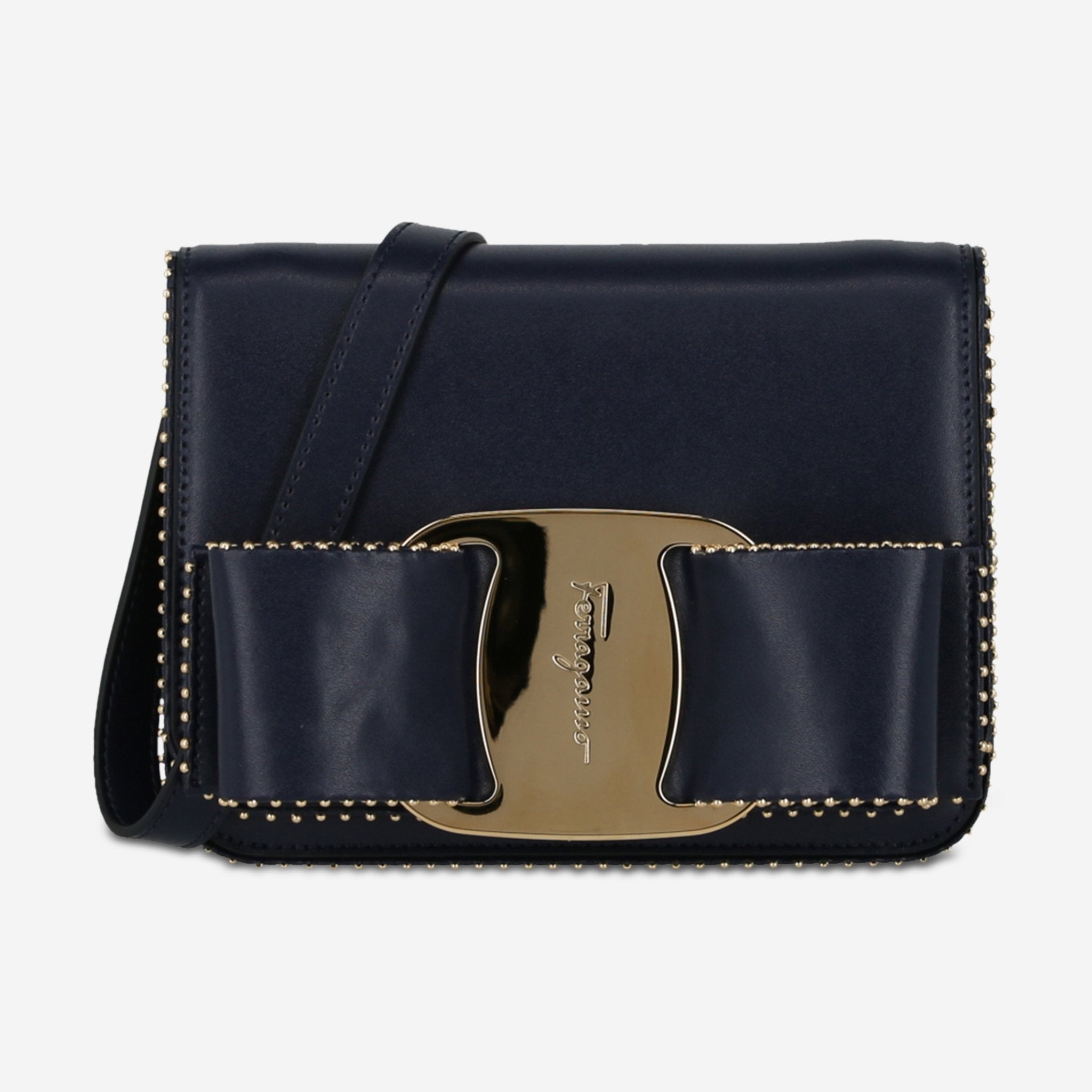 Ferragamo Vara Bow Navy Leather Women's Crossbody Bag 21O002 - 719521 - THE SOLIST - Ferragamo