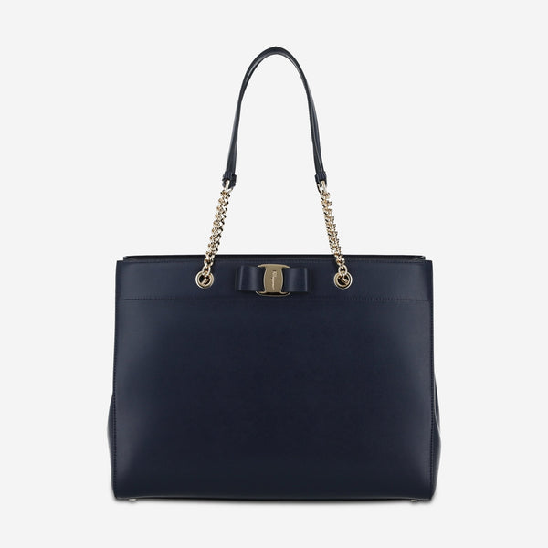 Ferragamo Vara Bow Navy Smooth Leather Women's Shoulder Bag 21H500 - 753249 - THE SOLIST - Ferragamo