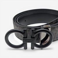 Salvatore Ferragamo Men's Double Gancini 717807 Black/Grey Size 105 MSRP $695 - THE SOLIST