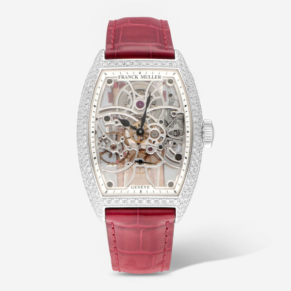 Franck Muller Cintree Curvex 18K White Gold Skeleton Diamond Manual Wind Unisex Watch 7880BS6SQT - THE SOLIST - Franck Muller