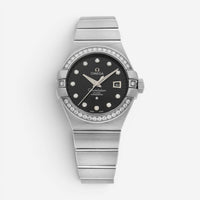 Omega Constellation 18K White Gold Diamond Automatic Ladies Watch 123.55.31.20.5