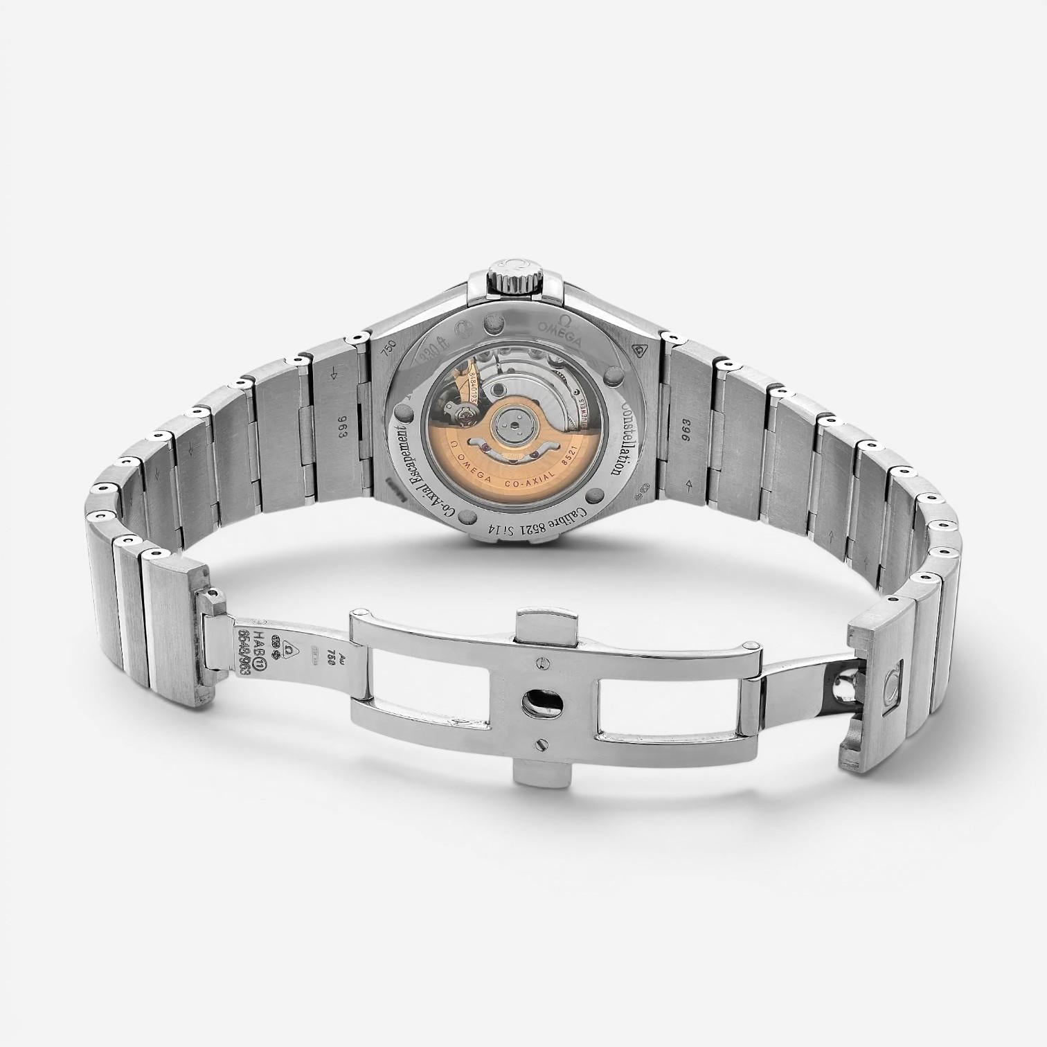 Omega Constellation 18K White Gold Diamond Automatic Ladies Watch 123.55.31.20.5