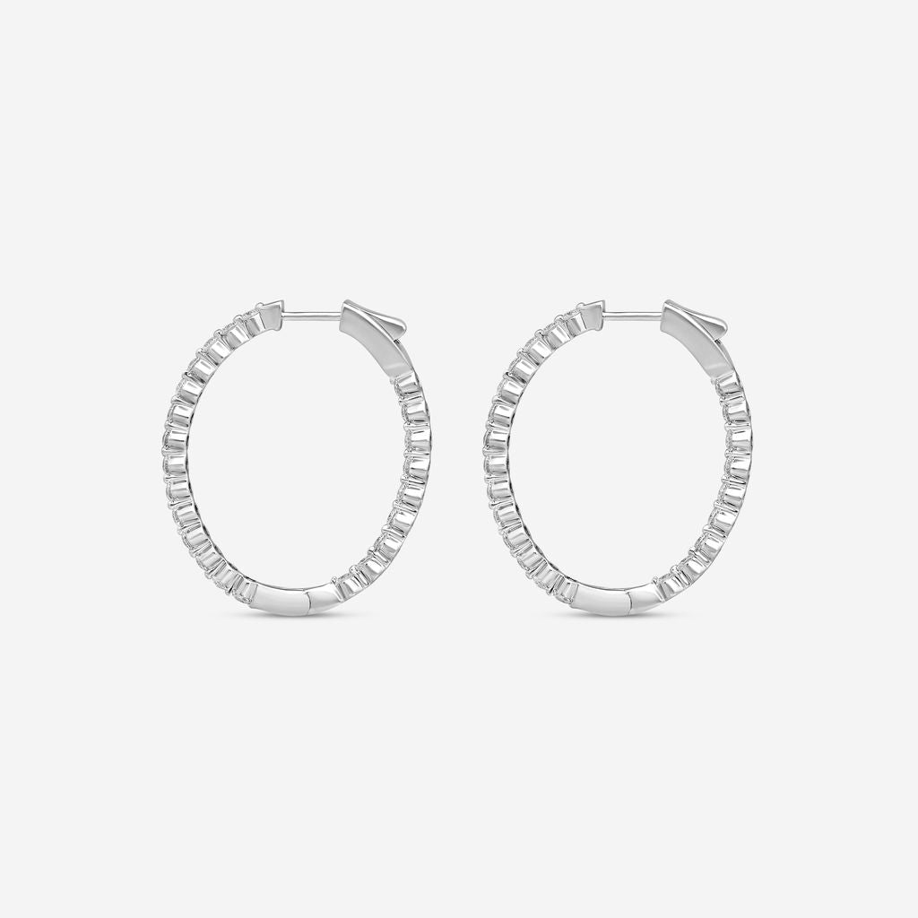 Ina Mar 14K White Gold Diamond Shared Prong Oval Hoop Earrings E1182B-FW-200F - THE SOLIST