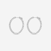 Ina Mar 14K White Gold Diamond Shared Prong Oval Hoop Earrings E1182B-FW-200F - THE SOLIST
