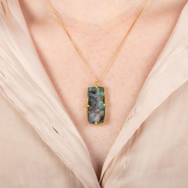 Amáli One of a Kind 18K Yellow Gold Boulder Opal Pendant Necklace N-3142-BOP