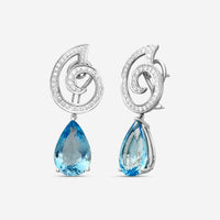 Suna Platinum Diamond & Aquamarine Drop Earrings E2290AQP